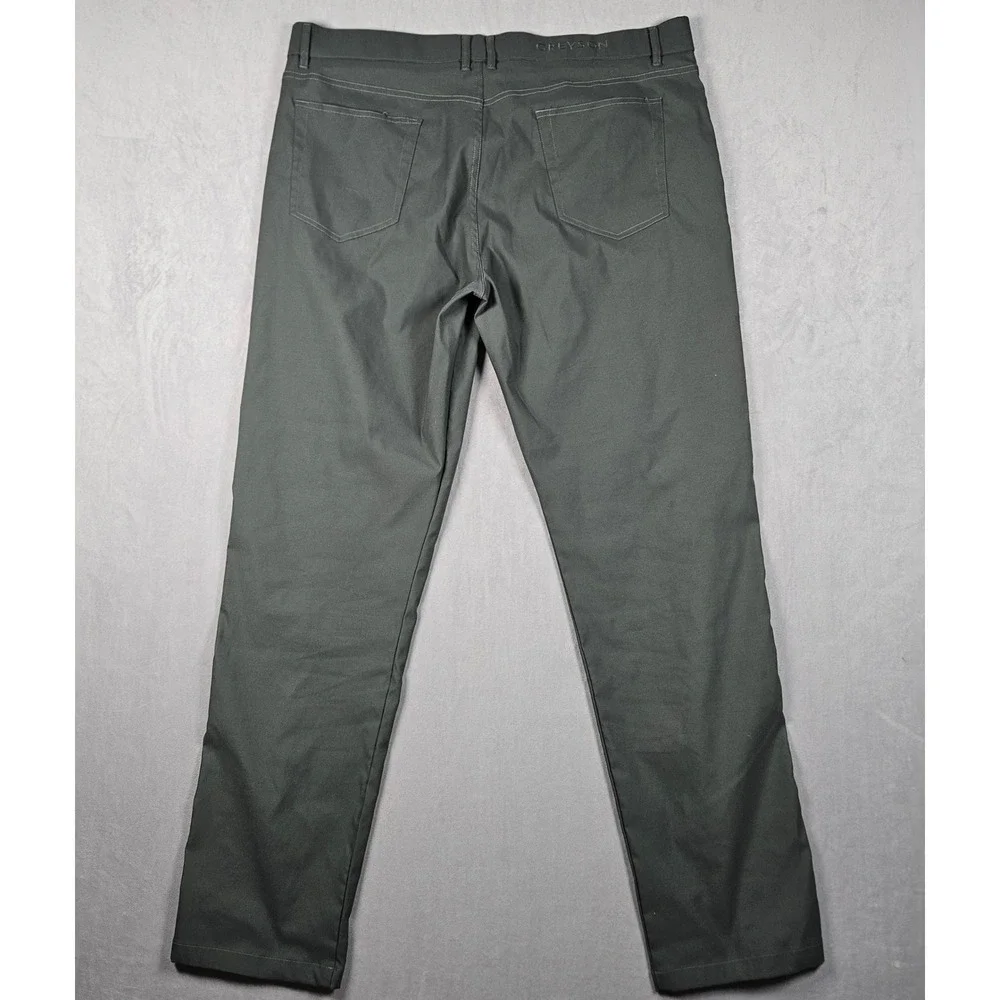 Greyson Wainscott 5 Pocket Pants Mens 38/32 Gray/Green Technical Golf Trousers